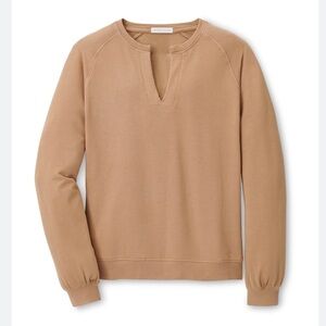 Peter Millar Women's Lava Wash Henley Crew, Camel, Small